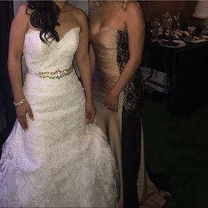 Gold and lace prom dress